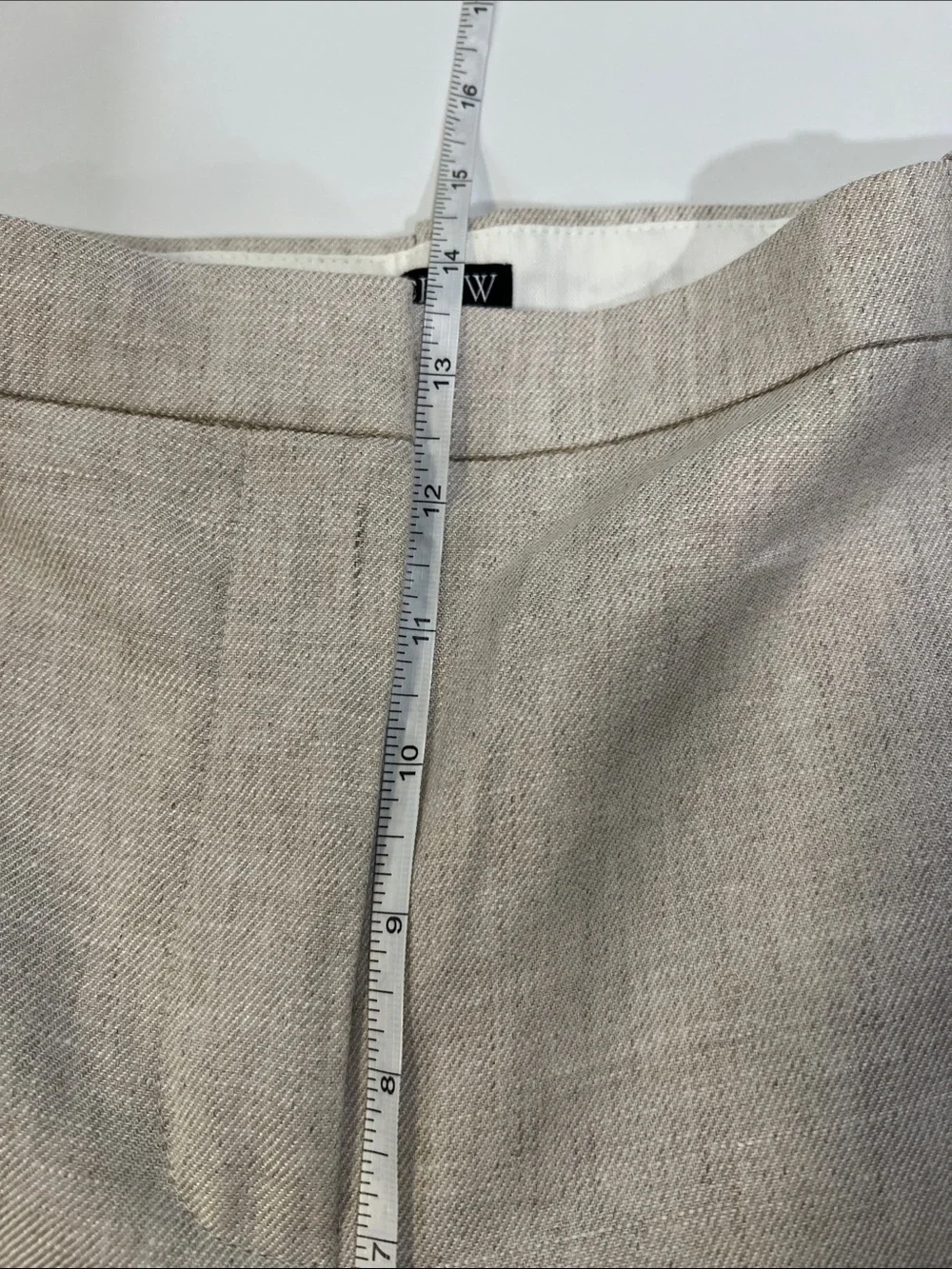 J.Crew - linen, beige wide leg cropped slacks, 14